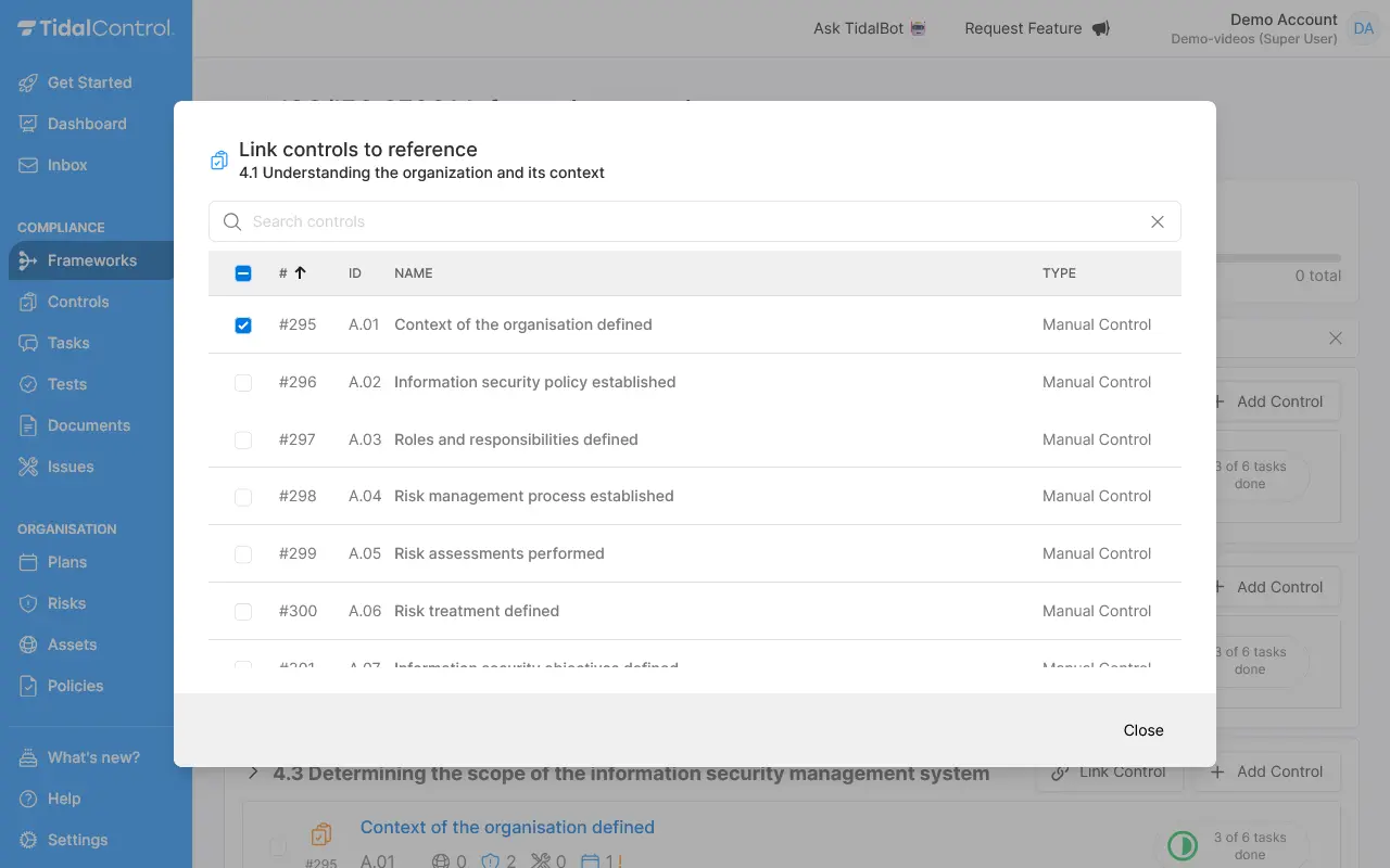 Frameworks link control to reference